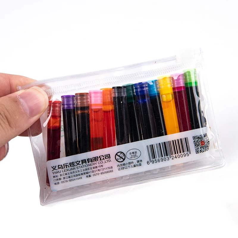 

12PCS/Set Colourful Ink Sac Fountain Pen Ink Cartridges Refills Ink 3.4mm Blue Black Refills Drawing School Office Supplies