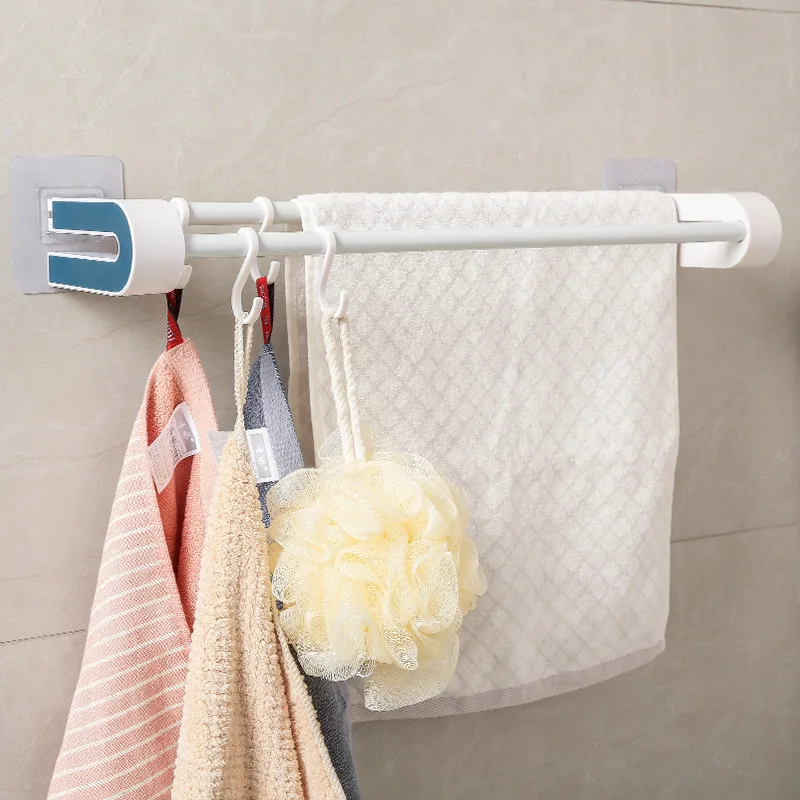 

Punch-Free Towel Rack Wall-mounted Towel Bar Bath Towel Holder BarStorage Rail Shelf Bathroom Accessories