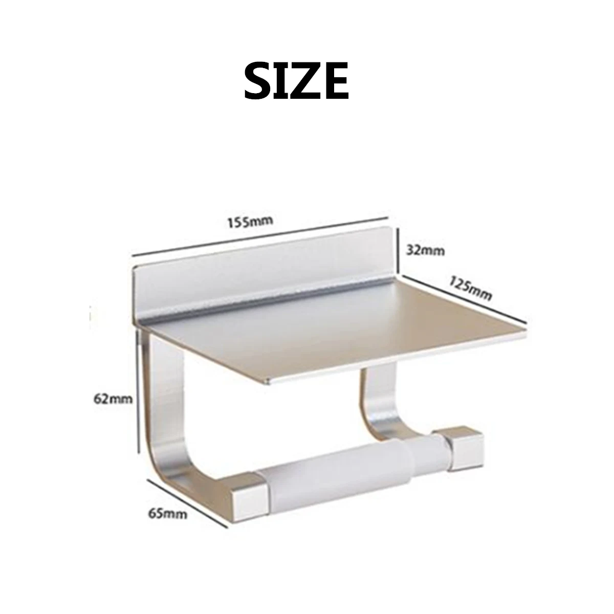 

Toilet Paper Holders Space Aluminum Multi-function Storage Holder Bathroom Shelves Towel Shelf with Phone Holder Free punching