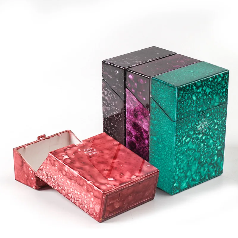 

20 Capacity Multi Color Cigarette Case Personality Automatic Flip Cigarette Case Environmental Protection Plastic Material