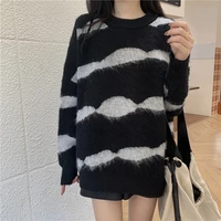 womens sweaters 2021 loose pullover womens oversize sweater print o neck y2k womens long sleeve top fashion ladies clothes