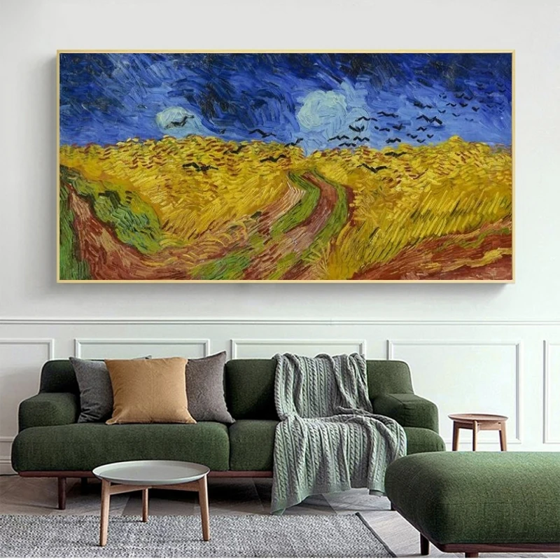 

Van Gogh Impressionist Artwork Wheat Field Under Threatening Skies Famous Paintings Print on Canvas Art Wall Pictures Home Decor