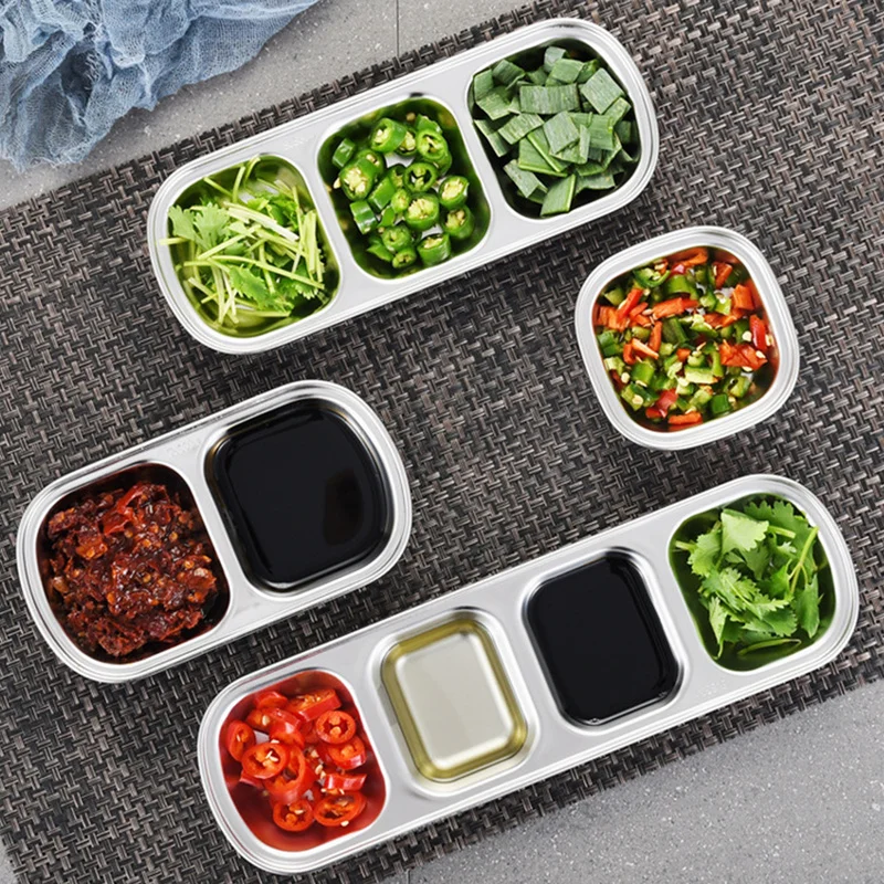 

304 Stainless Steel Pepper Roast Meat Sauce Dishes Wasabi Bowl Separate Sushi Vinegar Soy Plates Tableware Food Seasoning Tray