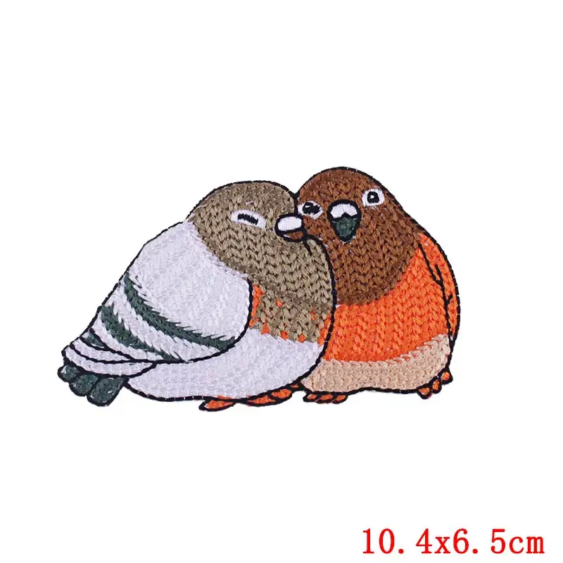 Pulaqi Cartoon Dinosaur Patch Stripe Iron On Patches for Clothes Lovely Bird Embroidered Clothing Stickers Applique | Дом и сад