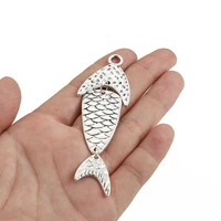 3pcs tibetan silver large hammered fish animal charms pendant for jewelry making diy necklace findings pendants accessories