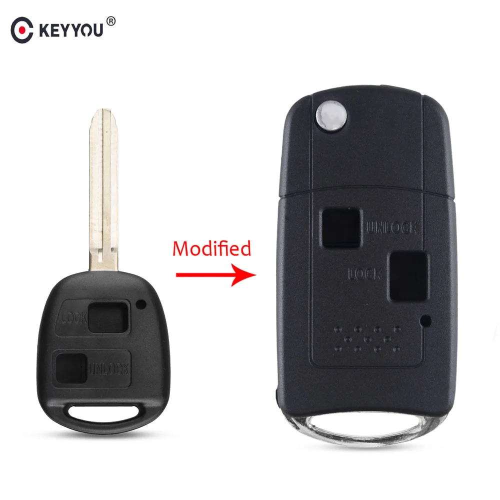 Модифицированный чехол KEYYOU для автомобильного ключа с 2 кнопками Toyota Camry Corolla Verso
