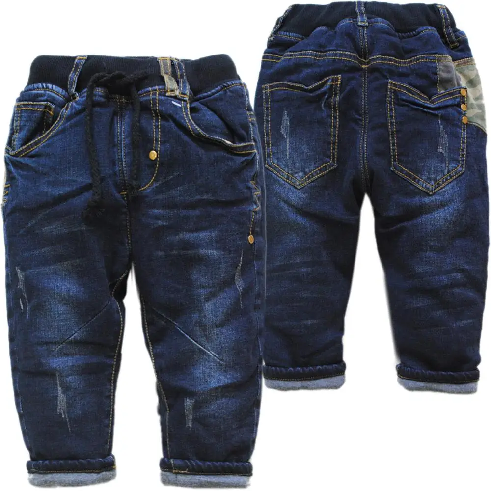 4073 очень теплые детские джинсы зимние плотные штаны с хлопковой подкладкой для