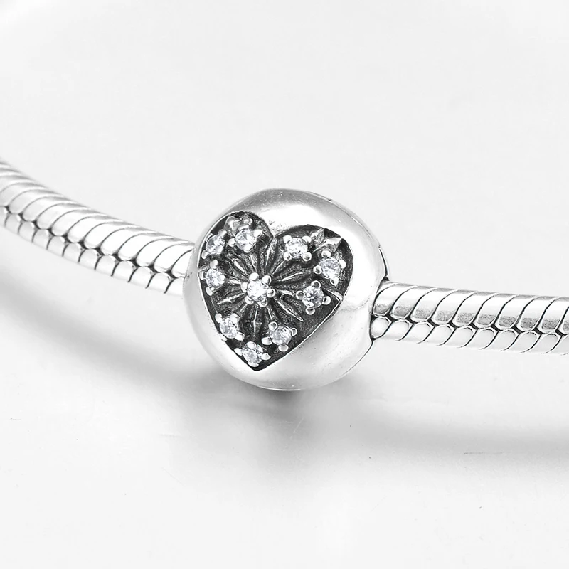 Красивая снежинка из стерлингового серебра 925 пробы с фиксаторами в виде сердца