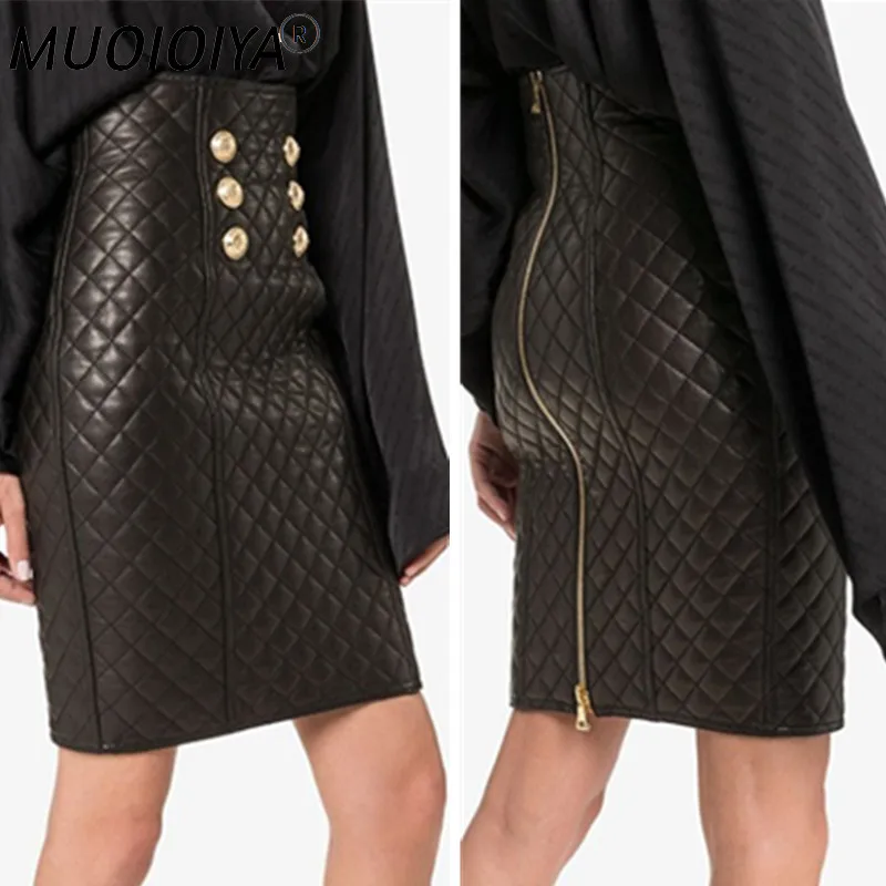 

Женская юбка из натуральной кожи, дизайнерская облегающая юбка с молнией сзади и высокой талией, Осень-зима 2021