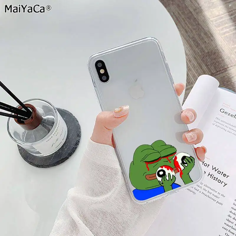 A14 MaiYaCa Sad Frog pepe meme ТПУ мягкий чехол для телефона Fundas чехол для iPhone 11 pro XS MAX 8 7 6 6S Plus X 5 5S SE XR - Цвет: A14