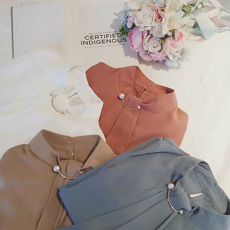 

2020 Spring Casual Korean Women Chiffon Blouse Loose White Shirt Long Sleeve Shirt Fashion Women Streetwear Elegant Ladies Tops