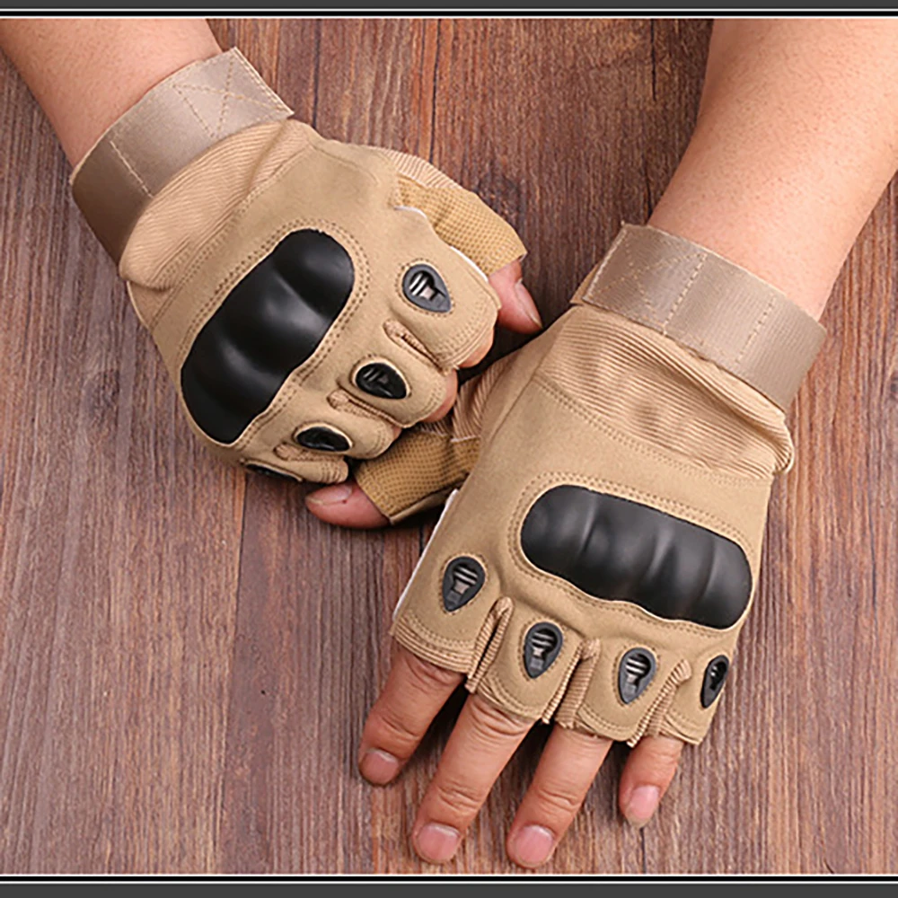 Военные мужские боевые перчатки с открытыми пальцами тактические для улицы