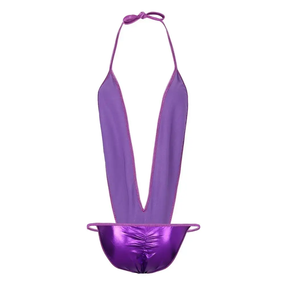 Женский Блестящий купальный костюм женское белье лакированная кожа Цельный боди