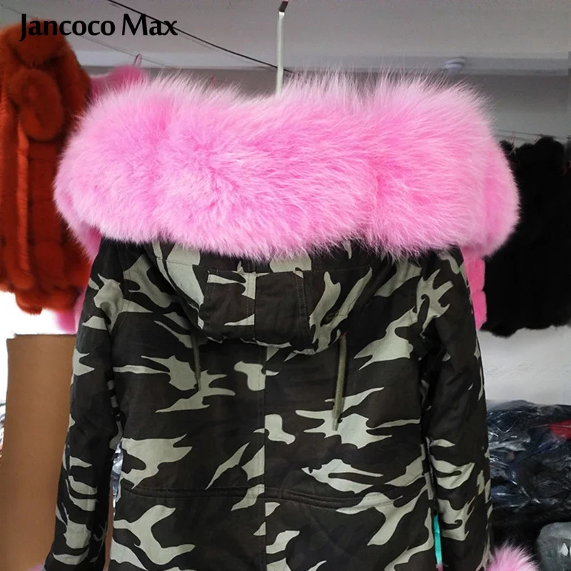 Jancoco Max Женская парка с воротником из натурального Лисьего меха на манжетах