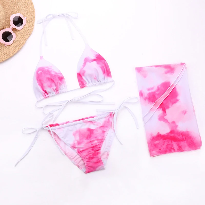 

Sale Women 3 Piece String Bikini Set Swimsuit Sexy Halter Push Up Lady Swimwear Summer Micro Biquini Beachwear Bathing Suit