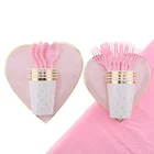 Свадебное украшение, одноразовая посуда, тарелки в форме сердца, стандартная розовая серия, украшение на день рождения, свадьбу