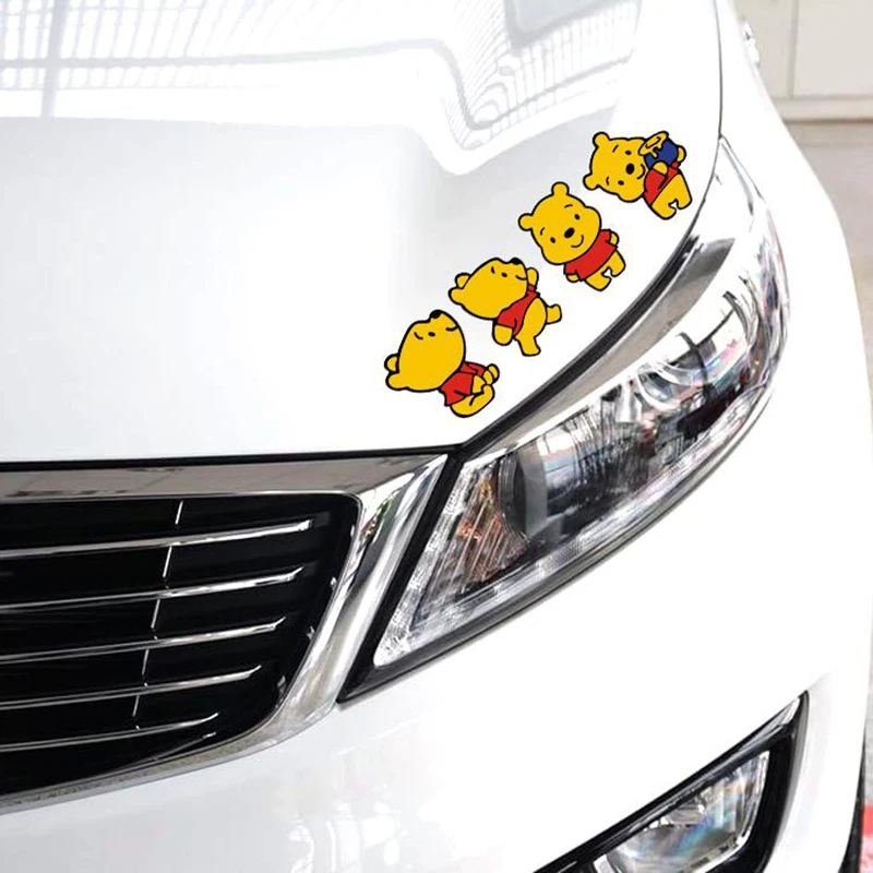 Винни Пух светоотражающие наклейки на автомобиль Disney Cartoon Styling Auto Window Driving Mirror Sunscreen Decals Windshield Decoration on.