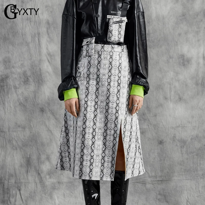 Женская юбка с высокой талией GBYXTY из искусственной кожи принтом в виде змеиной