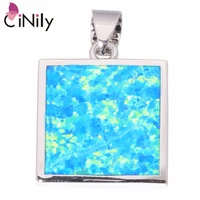 cinily created blue white fire opal silver plated wholesale square shape for women jewelry gift pendant 1 od6706 07