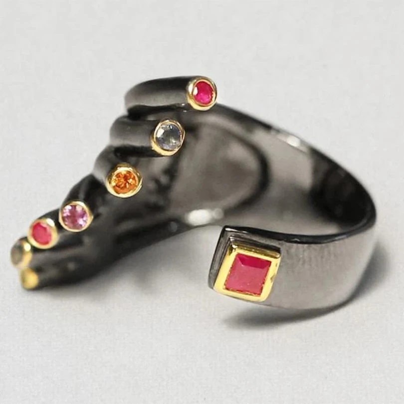 

High Quality Black Color Dragon Claw Opning Ring Mens Womens Adjustable Brass filled Biker Jewelry Accessories Gift