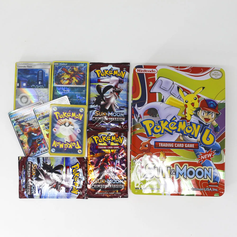 TAKARA TOMY Pokemon Trading Card Game Flash Cards Collections GX Evolutions Toys Metal Box Big Shining TCG 69pcs | Игрушки и хобби