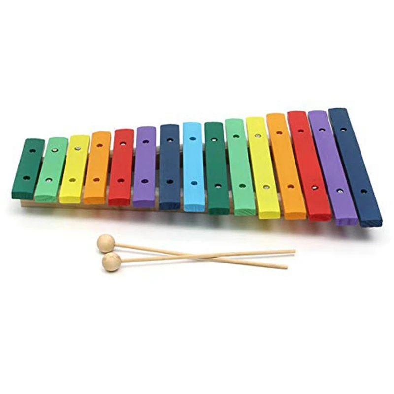 15 тон красочные деревянные Glockenspiel ксилофон образовательные ударные музыкальный