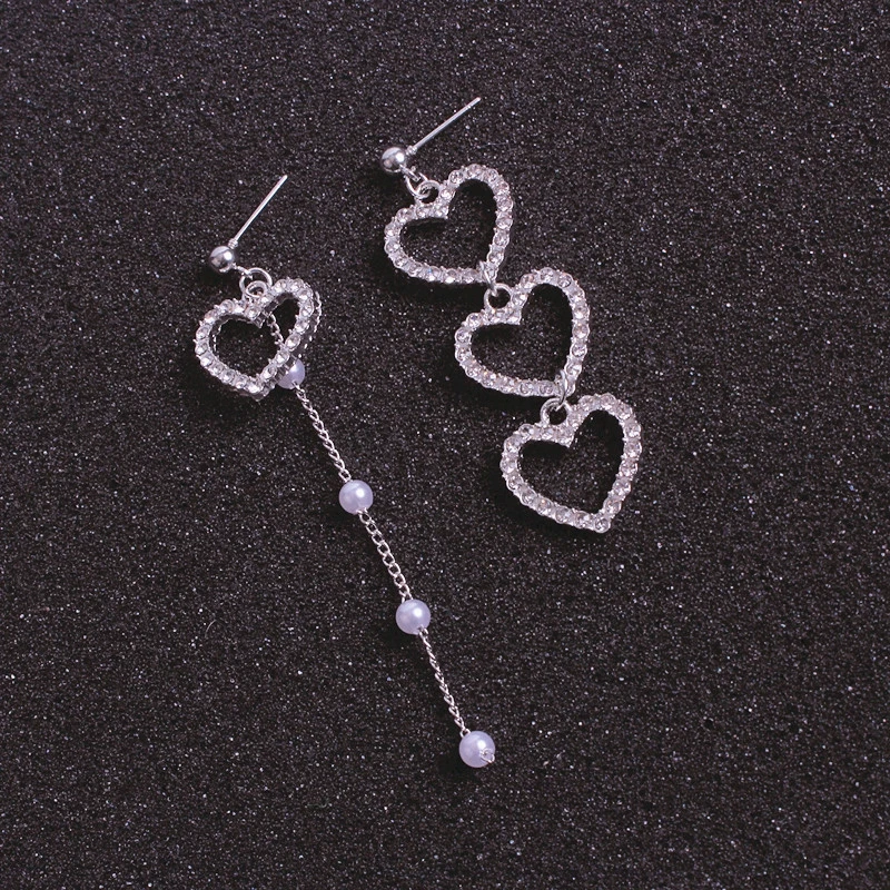 

925 Silver Needle Asymmetric Love Earrings Fashion Trendy Earrings 2021 Ladies Trendy Earrings Simple Jewelry Wholesale