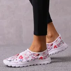 Женские сетчатые кроссовки без шнуровки, мультяшный рисунок, кроссовки на платформе, повседневная обувь для медсестер