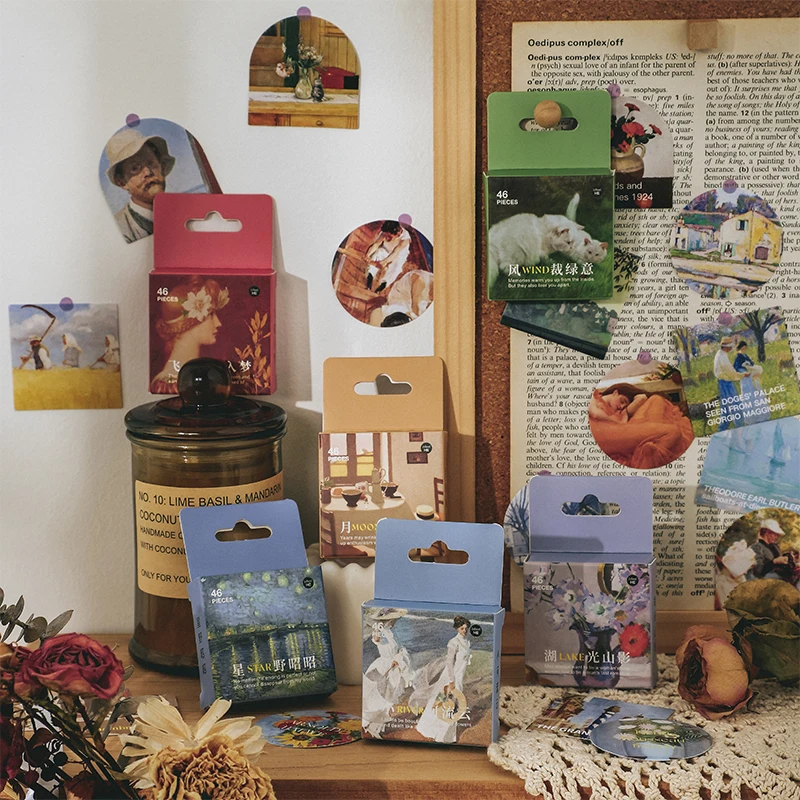 

Classical Oil Painting Series Phone Aesthetic Stickers Decoracion Scrapbooking Accessories Sticker Flakes School Supplies 46PCS