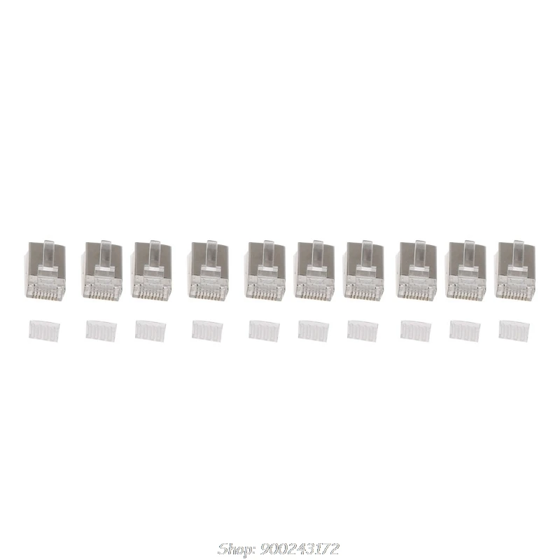

10Pcs RJ45 Network Connector CAT6 Modular Plugs Shielded Version With Loading Bar O22 20 Dropship