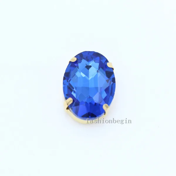 mid sapphire Все размеры, Овальные, 24 цвета, кристалл, стекло, камень, пришитые стразы, 4 бусины с отверстиями, Золотая основа, кнопка для свадебного платья, одежда, ремесло, сделай сам - Цвет: mid sapphire