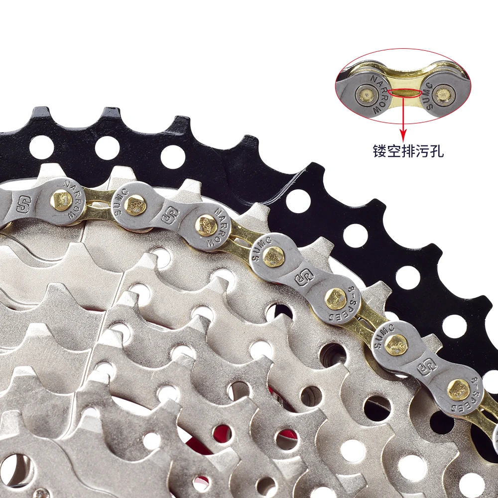 SUMC mountain bike shift chain 8 9 10 11 12-speed hollow ultra-light silver with missing road bicycle | Спорт и развлечения