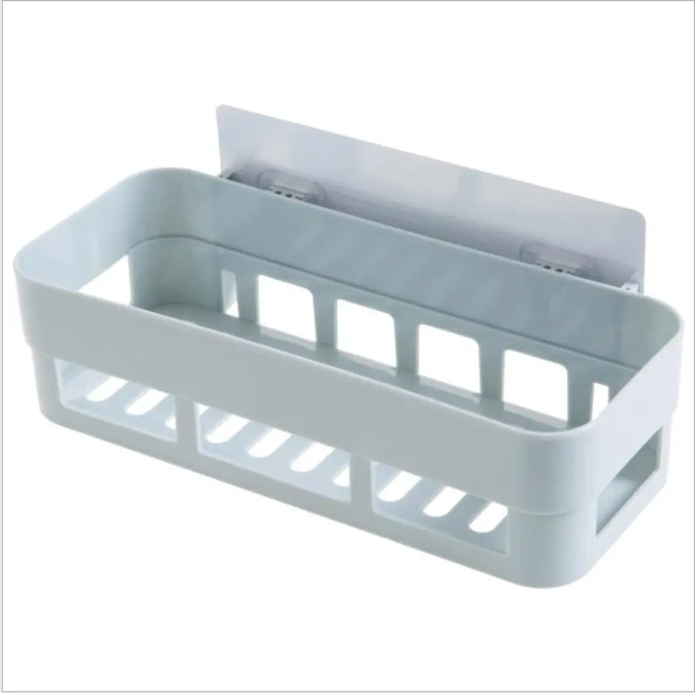 

PP Plastic Practical Home Kitchen Bathroom Basket Shelf Storage Rack Wall Mounted Anti-Slip Utensil Stand Holder Rack