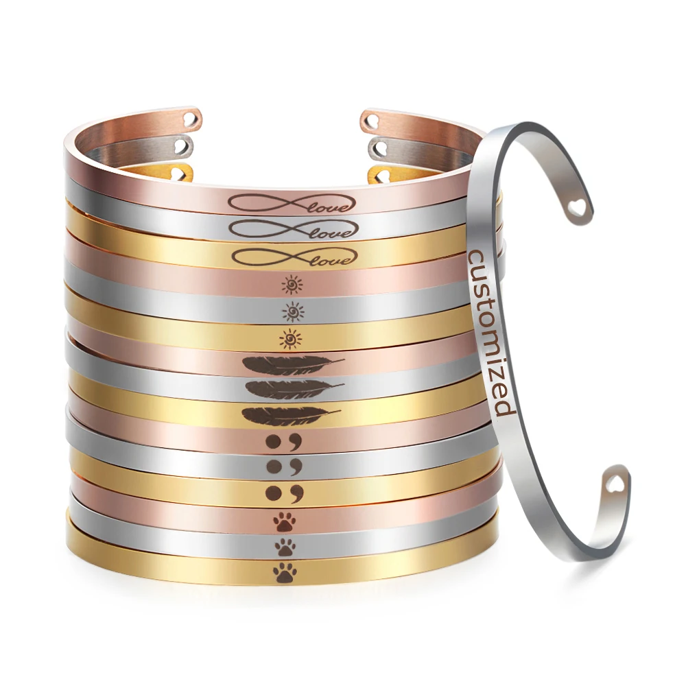 Ширина 4 мм персонализированный пустой браслет из нержавеющей стали с именем