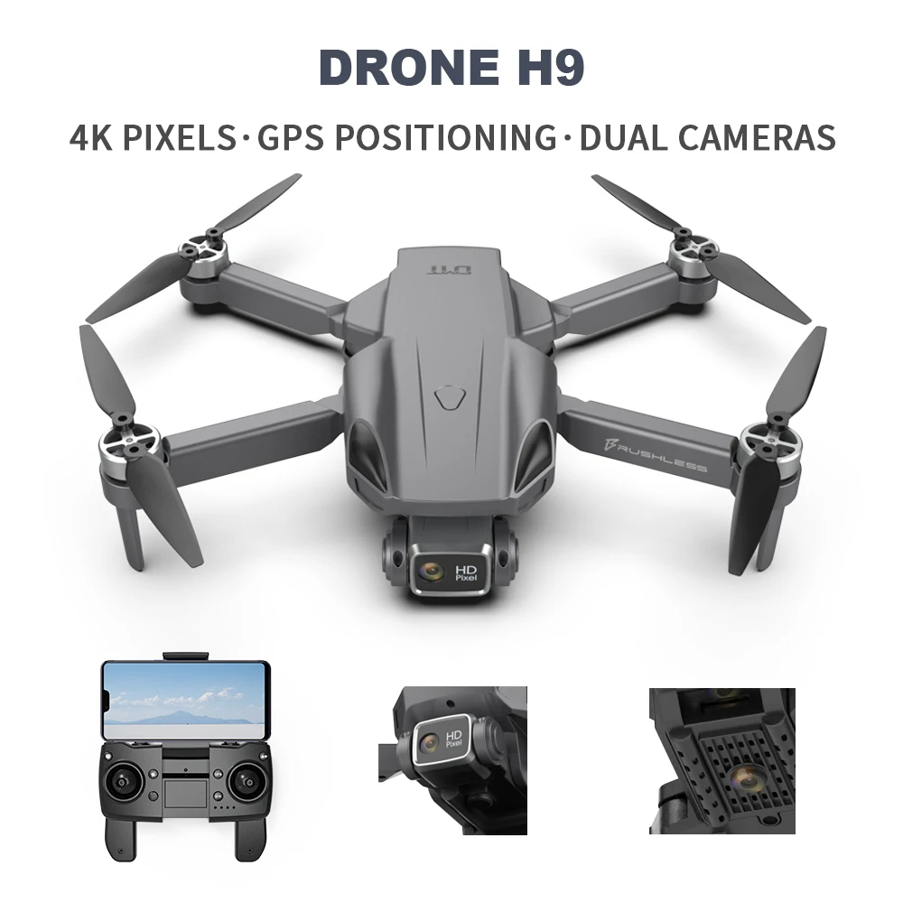 

Новинка 2021, Квадрокоптер H9 Max 4K Hd, профессиональная камера, быстрая Wi-Fi Gps, бесщеточный двигатель, радиоуправляемый самолет, вертолеты для мал...