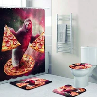 cool galaxy outer space sloth with pizza shower bathroom and bath rug set sloth bathroom curtains for bathtub accessories decor