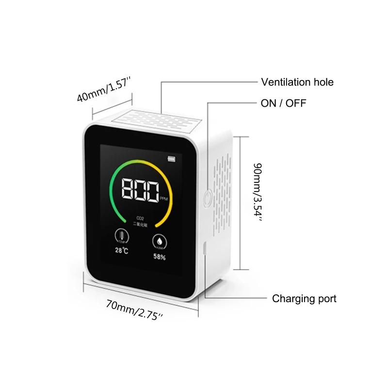 

co2 meter co2 Detector Sensor Gas Concentration Content Color Screen TFT Intelligent Air Tester Air Quality Monitor 400-5000PPM