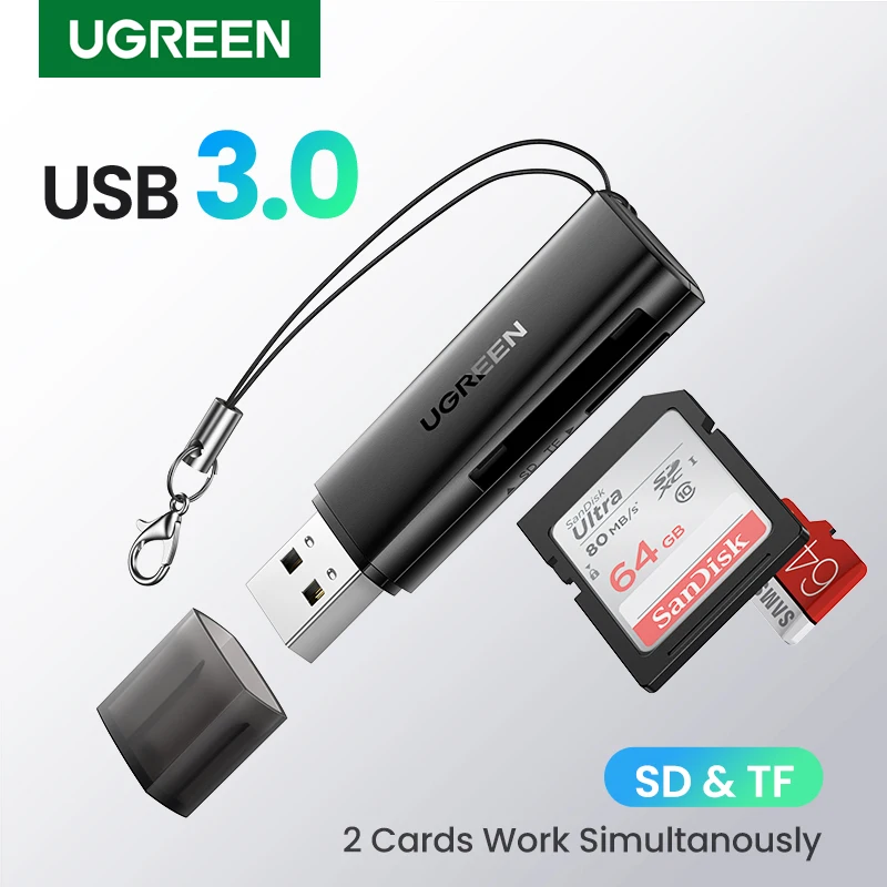 Кардридер UGREEN USB3.0 2 в 1 устройство для чтения Micro SD карт памяти компьютера ПК смарт