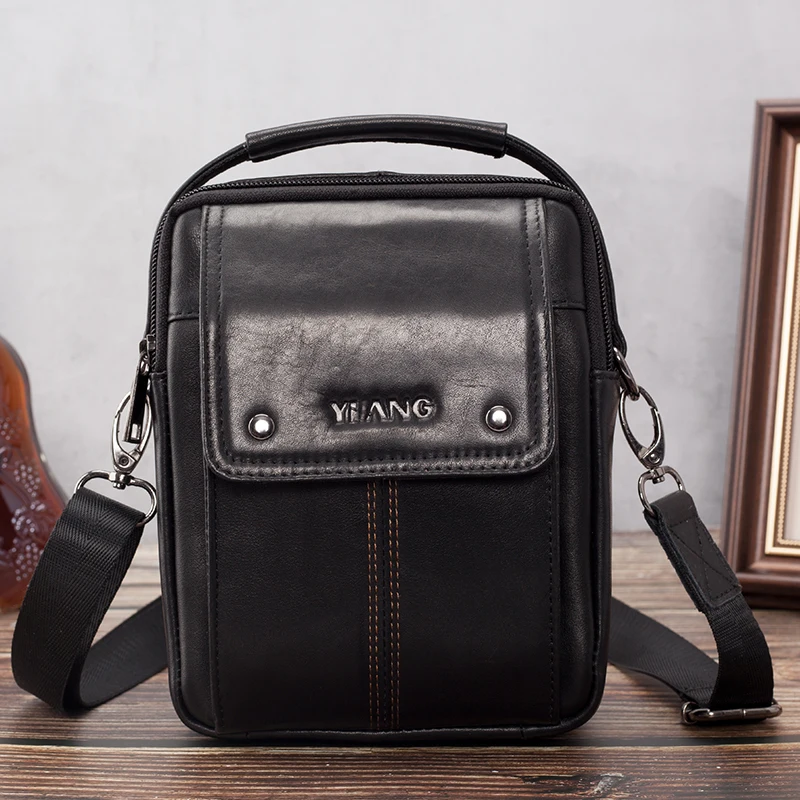 Сумка-мессенджер мужская из натуральной кожи брендовый маленький саквояж на