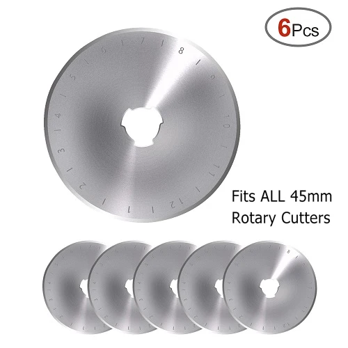 6PCS 45mm Blades 28/45 мм Фреза ролик для пэтчворка режущий диск Круглый Ножи ткань Ножи Кожа ремесло ткани резак DIY Швейные аксессуары - Цвет: 6PCS 45mm Blades