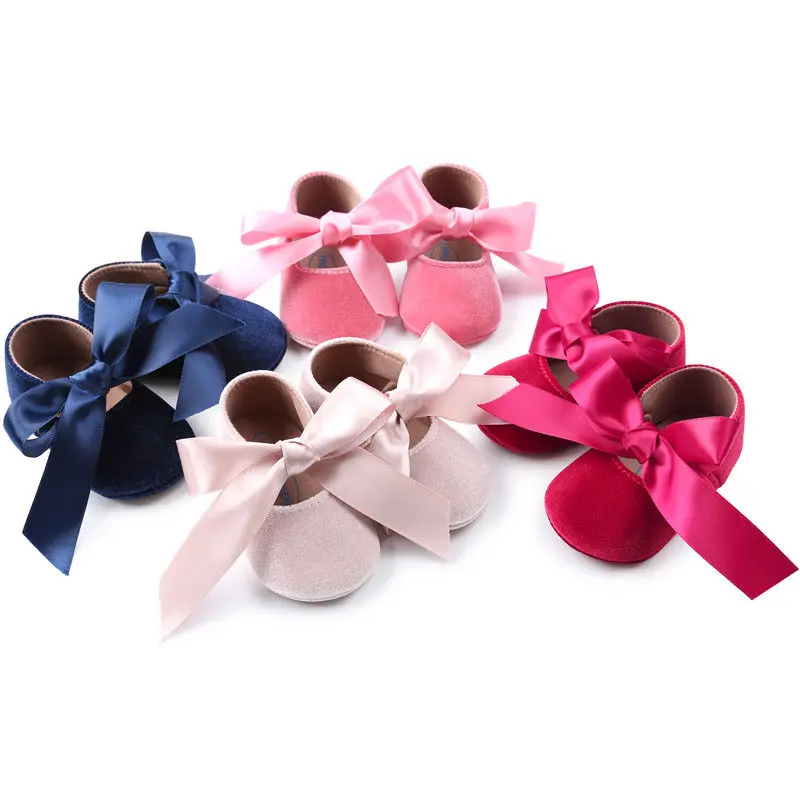 

Cute Toddler Baby Girls Shoes Newborn Girl Soft Sole Bow Princess Crib Shoes Prewalker