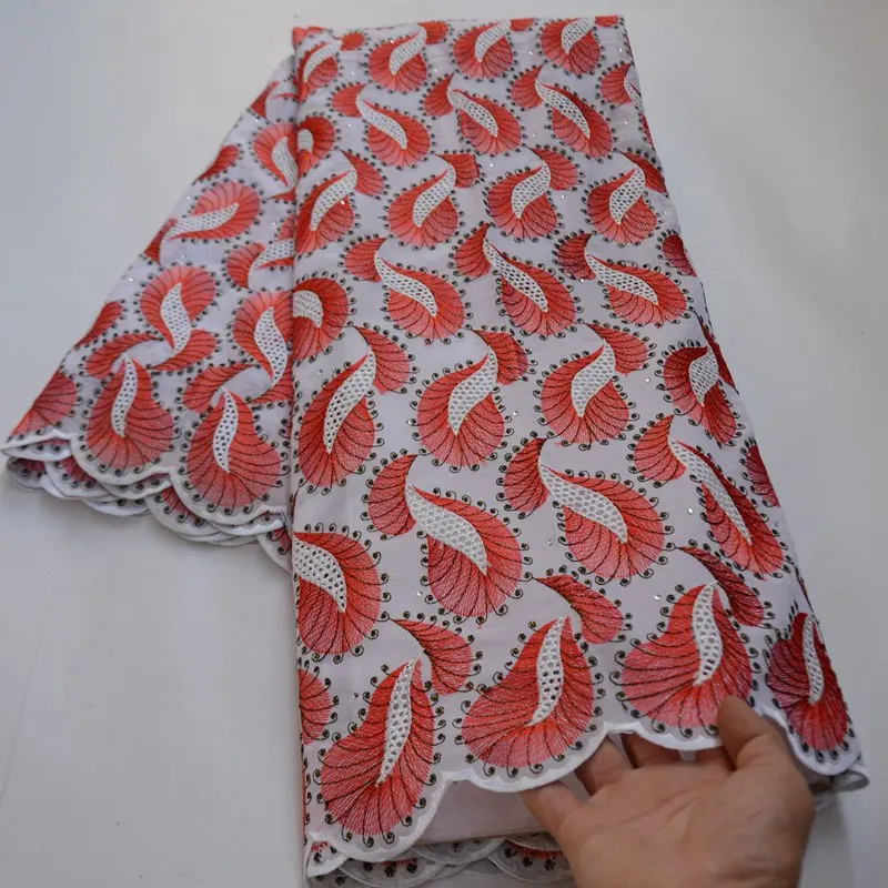 

Embroidery Swiss Voile Lace Fabric With Stones 5 Yards 100% Cotton Fabric Nigerian Wedding French Party African Tulle Lace