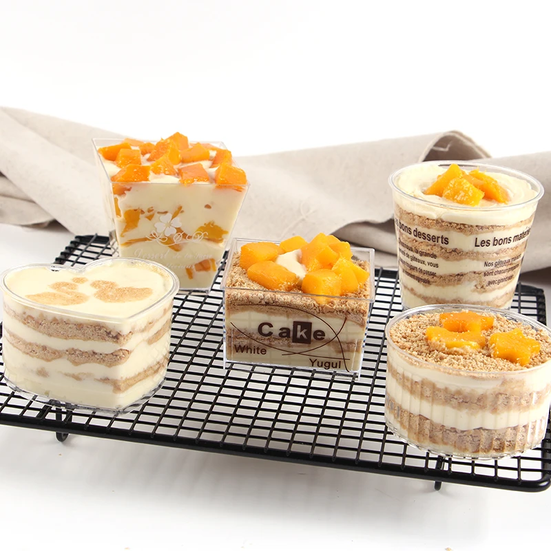 

50 шт., Прозрачная Жесткая пластиковая коробка для выпечки, мороженого, пудинга, торта