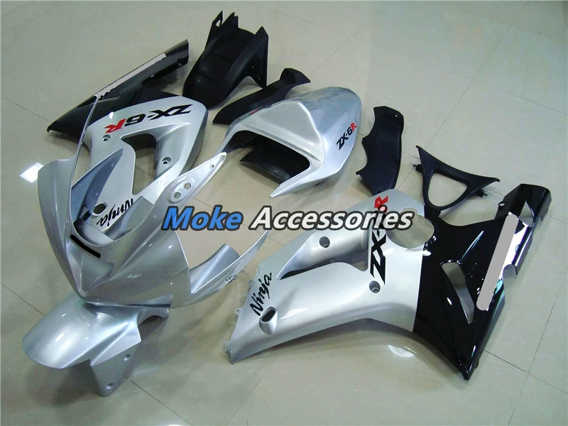 

Motorcycle Fairings Kit Fit For Kawasaki Zx-6r 2003-2004 636 Bodywork Set High Quality Abs Injection New Ninja Silver Black