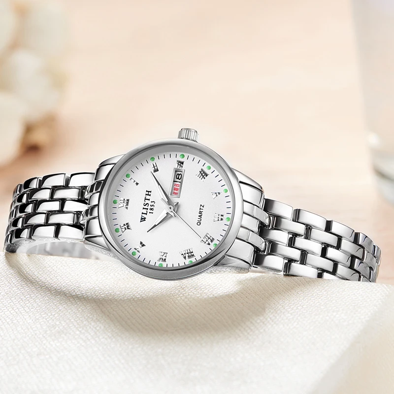 Черные мужские и женские модные деловые кварцевые парные светящиеся часы с