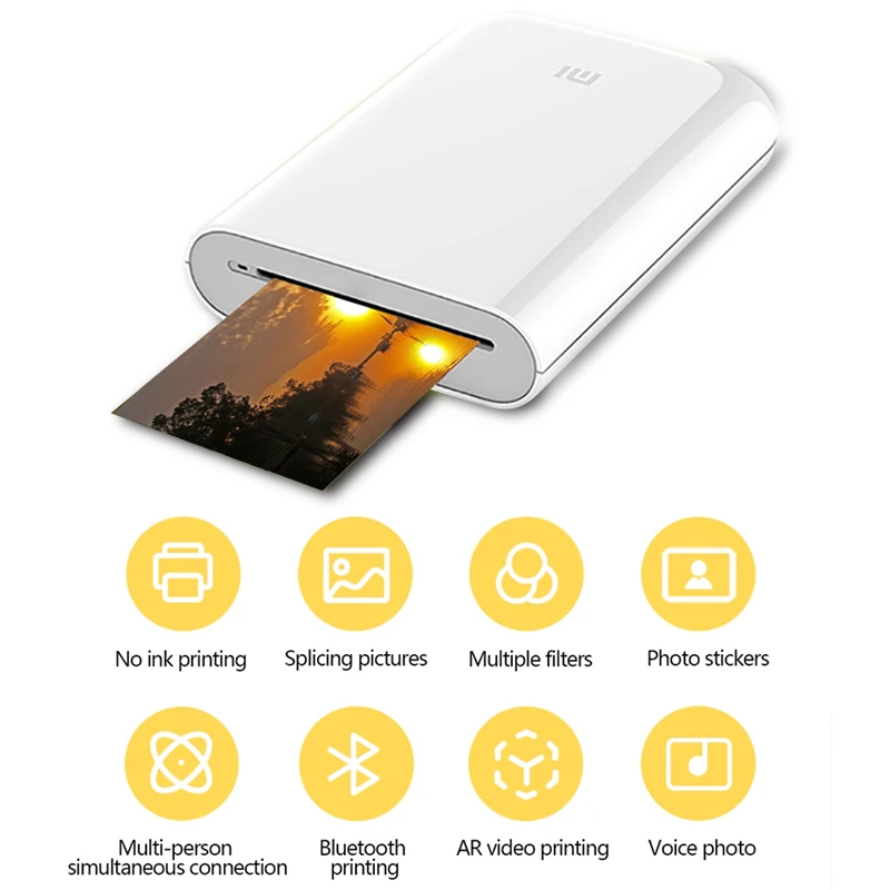 Портативный фотопринтер Xiaomi mijia AR 300 точек/дюйм мини-карман 500 мА · ч работает с |