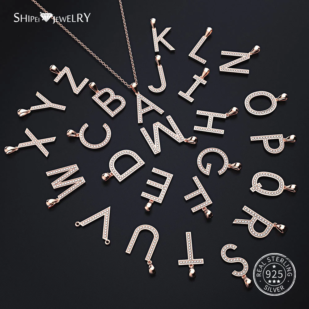 Женское и мужское ожерелье Shipei кулон из серебра 100% пробы с буквами инициала