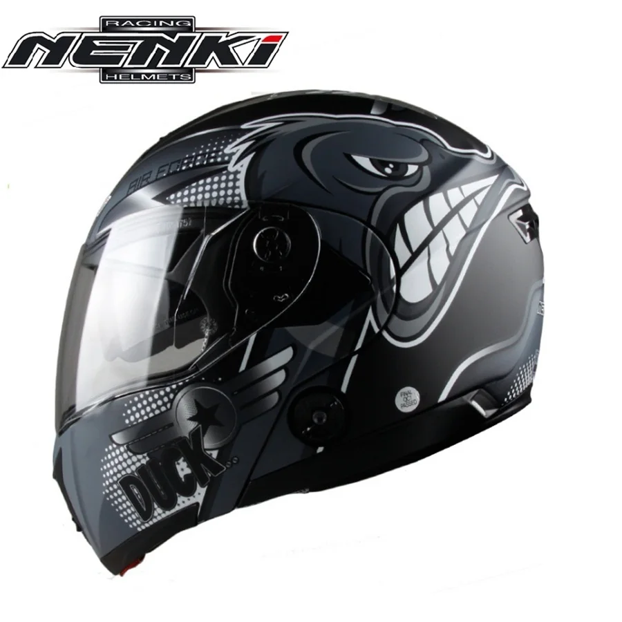 Профессиональный мотоциклетный шлем NENKI закрывающий лицо с двойными линзами для