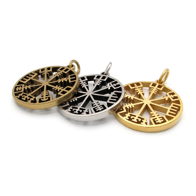 Free Shipping Viking Rune Icelandic Vegvisir Compass Helmet Horror In Runic Circle Pendant Amulet Collier Necklace | Украшения и