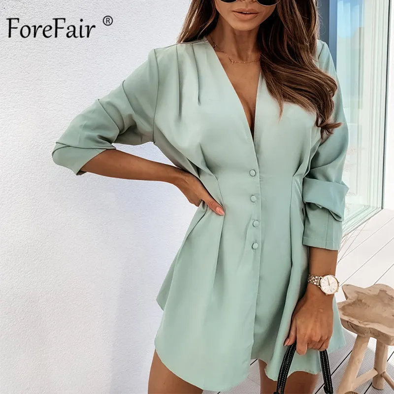 Мини-туника Forefair Женская на пуговицах короткое пикантное ТРАПЕЦИЕВИДНОЕ